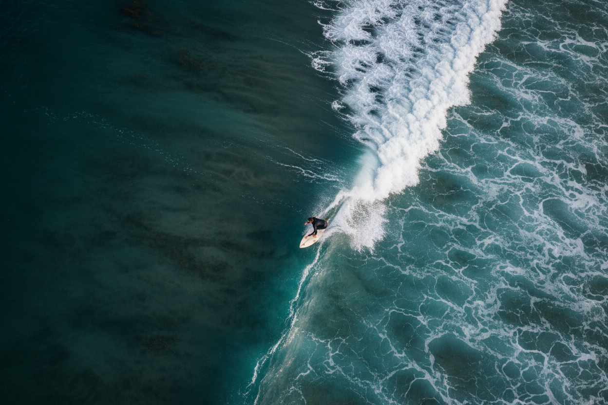 Someone surfing arial shot